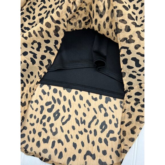 Caramela Leopard Print V-Neck Sheer High-Low Blouse Women's size Medium - Picture 3 of 8